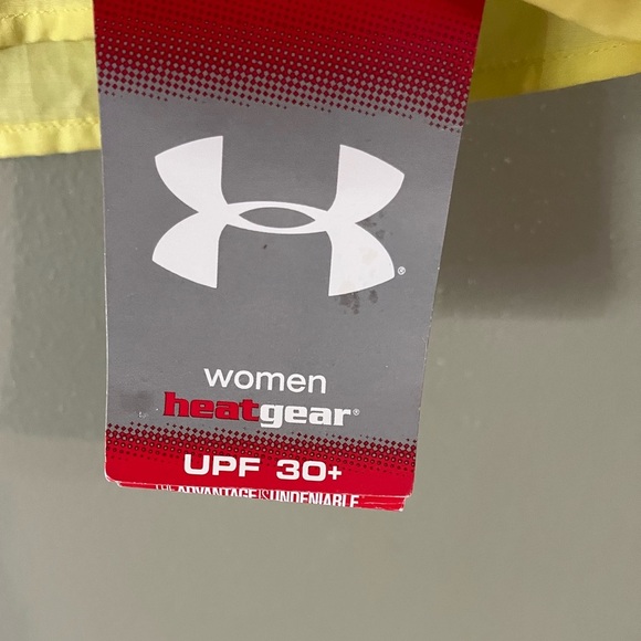Under Armour Yellow Heat Gear UPF 30 Womens Top Cotton Pockets M NWT - Picture 6 of 11